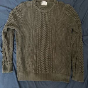 Olive green woven crewneck